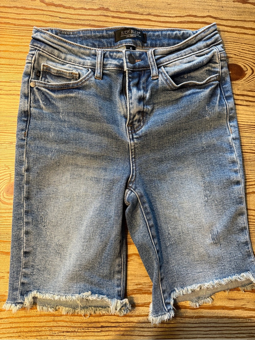 Judy Blue Light Blue Frayed Hem Denim Bermuda Shorts